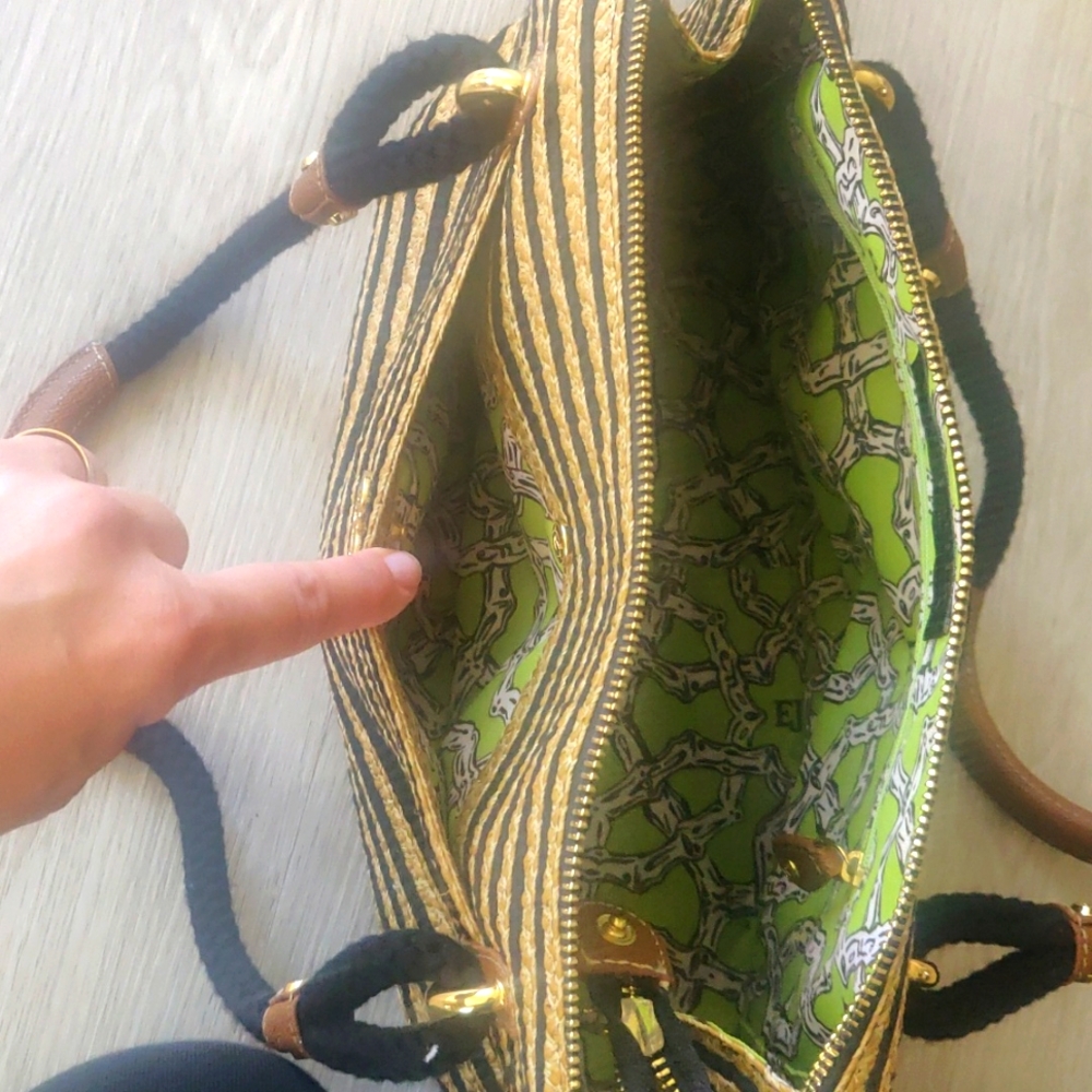 Eric Javits New YorkNautical Braid Squishee straw two tone Handbag Vintage Y2K - Picture 8 of 14